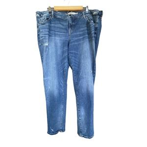 Torrid Jeans Womens Plus Size 24R Blue Distressed Boyfriend Painted Pocket